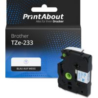 Schriftband kompatibel mit Brother TZe-233 - (12 mm) - Blau auf weiß