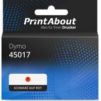 Schriftband kompatibel mit Dymo 45017 (S0720570) - (12 mm) - Schwarz auf rot