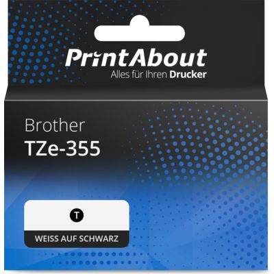 Schriftband kompatibel mit Brother TZe-355 - (24 mm) - Weiß auf schwarz