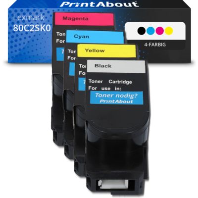 Toner kompatibel mit Lexmark 80C2SK0 (802SK) - 4-farbig - Multipack