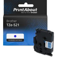 Schriftband kompatibel mit Brother TZe-521 - (9 mm) - Schwarz auf blau