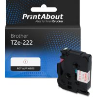 Schriftband kompatibel mit Brother TZe-222 - (9 mm) - Rot auf weiß