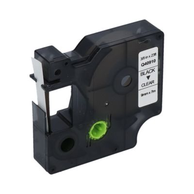 Schriftband kompatibel mit Dymo 40910 (S0720670) - (9 mm) - Schwarz auf transparent