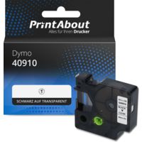 Schriftband kompatibel mit Dymo 40910 (S0720670) - (9 mm) - Schwarz auf transparent