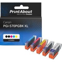 Druckerpatrone kompatibel mit Canon PGI-570 XL / CLI-571 XL PGBK/C/M/Y/BK - 5-Farben Multipack - Hohe Kapazität
