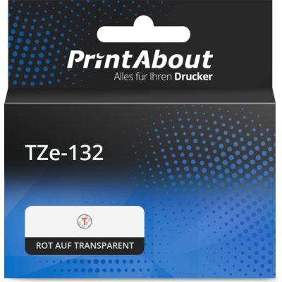 Schriftband kompatibel mit Brother TZe-132 - (12 mm) - Rot auf transparent