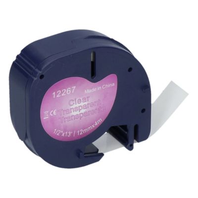 Schriftband kompatibel mit Dymo 12267 (S0721530) - (12 mm) - Schwarz auf transparent