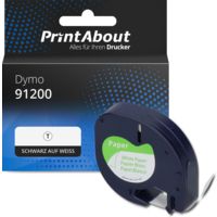 Schriftband kompatibel mit Dymo 91200 (S0721510) - (12 mm) - Schwarz auf weiß