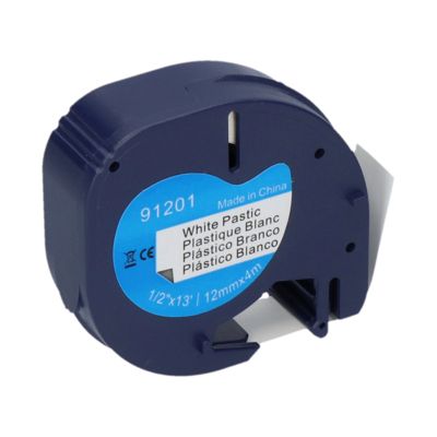 Schriftband kompatibel mit Dymo 91201 (S0721610) - (12 mm) - Schwarz auf weiß