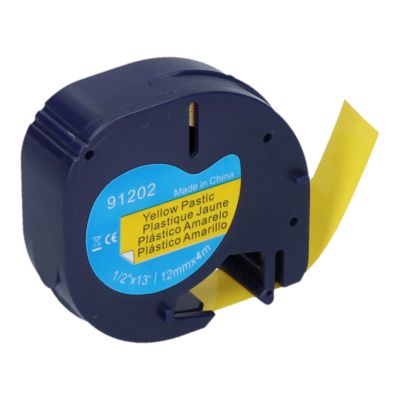 Schriftband kompatibel mit Dymo 91202 (S0721620) - (12 mm) - Schwarz auf gelb