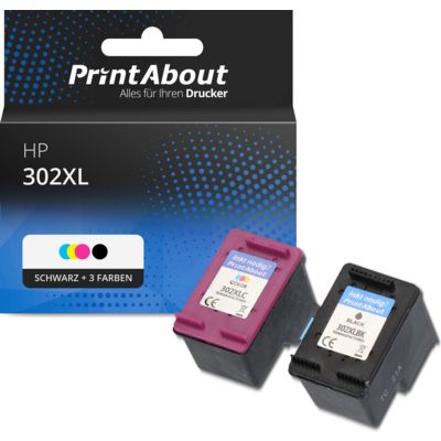 Druckerpatrone kompatibel mit HP 302XL (X4D37AE) - Schwarz + 3 Farben - Mulitpack - Hohe Kapazität