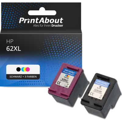 Druckerpatrone kompatibel mit HP 62XL (N9J71AE) - Schwarz + 3 Farben - Multipack