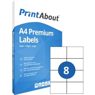 PrintAbout Premium A4 Stickerbogen 8 pro Bogen (105 mm x 74 mm)