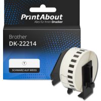 Etikettenrolle kompatibel mit Brother DK-22214 - (12 mm) - Schwarz auf weiß