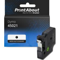 Schriftband kompatibel mit Dymo 45021 (S0720610) - (12 mm) - Weiß auf schwarz