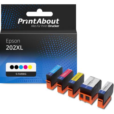 Druckerpatrone kompatibel mit  Epson 202XL (C13T02E74010) - 5 Farben - Hoher Kapazität - Multipack