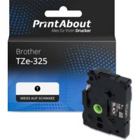 Schriftband kompatibel mit Brother TZe-325 - (9 mm) - Weiß auf schwarz