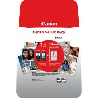 Canon PG-560XL / CL-561XL Druckerpatrone - Schwarz + 3 Farben - Extra Hoher Kapazität - Mulitpack