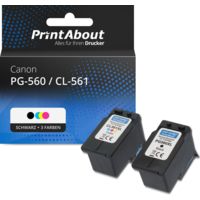 Druckerpatrone kompatibel mit Canon PG-560XL/CL-561XL - Schwarz + 3 Farben - Mulitpack - Extra hoher Kapazität