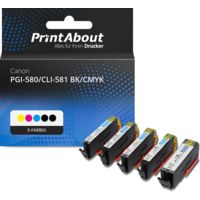 Druckerpatrone kompatibel mit Canon PGI-580/CLI-581 BK/CMYK - 5-farbig - Multipack