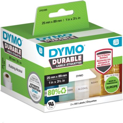 Dymo Durable 2112285 Etikett Schwarz auf Weiß (25 mm x 89 mm)