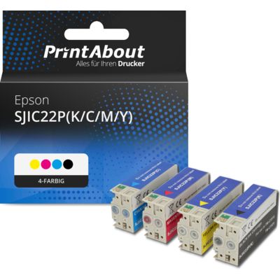 Druckerpatrone kompatibel mit Epson SJIC22P(K/C/M/Y) - 4-farbig - Multipack
