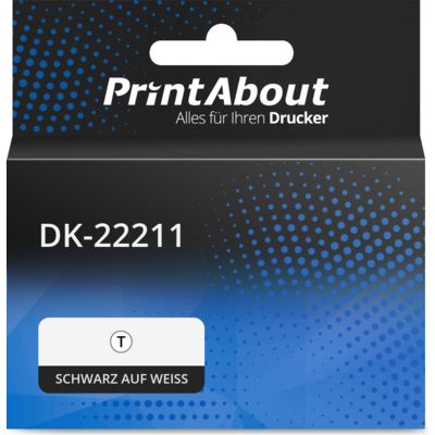 Etikettenrolle kompatibel mit Brother DK-22211 - (29 mm) - Schwarz auf weiß