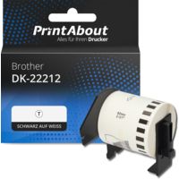Etikettenrolle kompatibel mit Brother DK-22212 - (62 mm) - Schwarz auf weiß