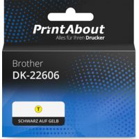 Etikettenrolle kompatibel mit Brother DK-22606 - (62 mm) - Schwarz auf gelb