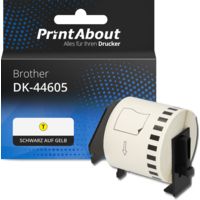 Etikettenrolle kompatibel mit Brother DK-44605 - (62 mm) - Schwarz auf gelb