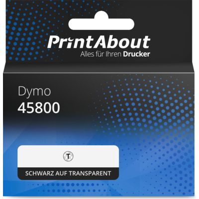 Schriftband kompatibel mit Dymo 45800 (S0720820) - (19 mm) - Schwarz auf transparent