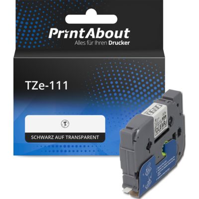 Schriftband kompatibel mit Brother TZe-111 - (6 mm) - Schwarz auf transparent