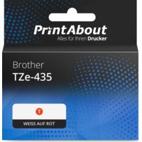 Schriftband kompatibel mit Brother TZe-435 - (12 mm) - Weiß auf rot