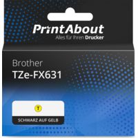 Schriftband kompatibel mit Brother TZe-FX631 - (12 mm) - Schwarz auf gelb