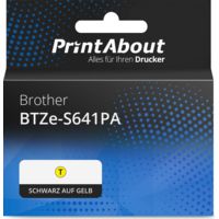 Schriftband kompatibel mit Brother BTZe-S641PA - (18 mm) - Schwarz auf gelb