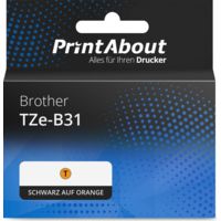Schriftband kompatibel mit Brother TZe-B31 - (12 mm) - Schwarz auf orange