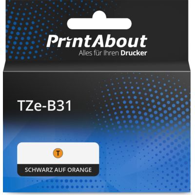 Schriftband kompatibel mit Brother TZe-B31 - (12 mm) - Schwarz auf orange