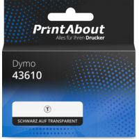 Schriftband kompatibel mit Dymo 43610 (S0720770) - (6 mm) - Schwarz auf transparent