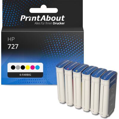 Druckerpatrone kompatibel mit HP 727 (B3P19/20/21/22/23/24A) - 6-farbig - Multipack