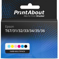 Druckerpatrone kompatibel mit Epson T67/31/32/33/34/35/36 (T673) - Farb-Multipack - Multipack