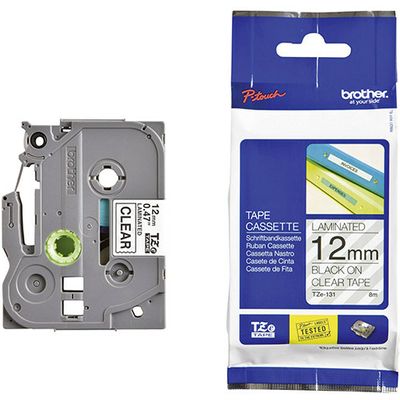 Brother TZe-131S - (12 mm) - Schwarz auf transparent - Tape