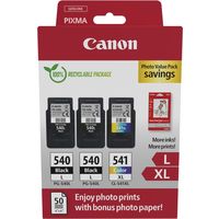 Canon PG-540L + PG-540L + CL 541XL photo value pack - Schwarz + 3 Farben - Druckerpatrone - Multipack