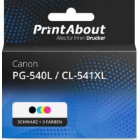 Druckerpatrone kompatibel mit Canon PG-540L / CL-541XL - Schwarz + 3 Farben - Hohe Kapazität - Multipack