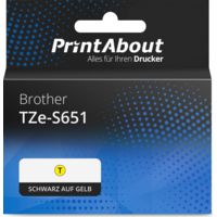 Schriftband kompatibel mit Brother TZe-S651 - (24 mm) - Schwarz auf gelb