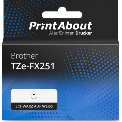 Schriftband kompatibel mit Brother TZe-FX251 - (24 mm) - Schwarz auf weiß