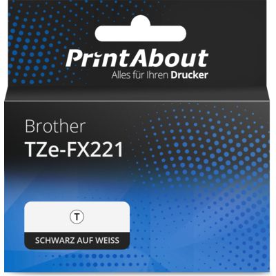Schriftband kompatibel mit Brother TZe-FX221 - (9 mm) - Schwarz auf weiß