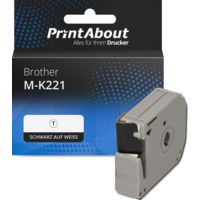 Schriftband kompatibel mit Brother M-K221 - (9 mm) - Schwarz auf weiß