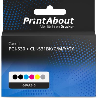 Druckerpatrone kompatibel mit Canon PGI-530 + CLI-531BK/C/M/Y/GY - 6-farbig - Multipack
