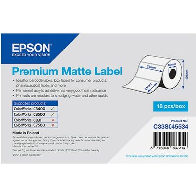 Epson C33S045534 Premium Matte - (51 mm x 76 mm) - Weiß - Etikett