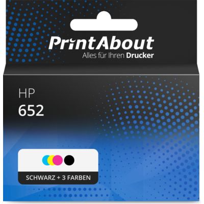 Druckerpatrone kompatibel mit HP 652 (F6V24AE) - Schwarz + 3 Farben - Multipack